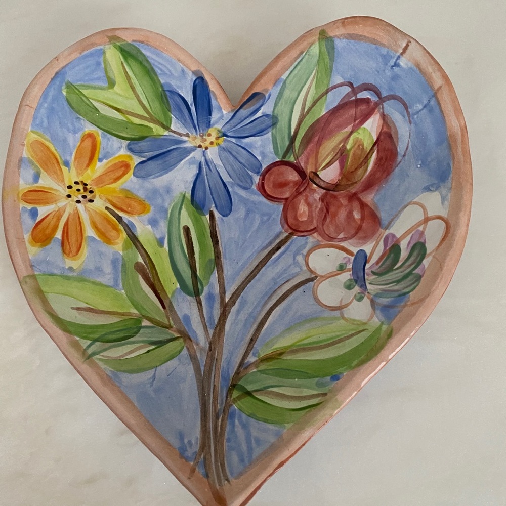 Hand painted heart plate for wall hanging